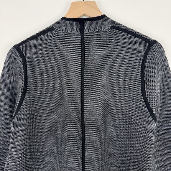 Talbots Pure Merino Wool Cardigan Jacket Womens Large Open Front Pockets Gray - Picture 10 of 14